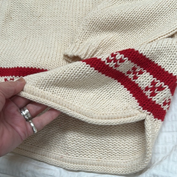 Vintage Eddie Bower Ski Sweater Intarsia Snowflake Red Cream Sz W’s L Petite - Picture 4 of 9